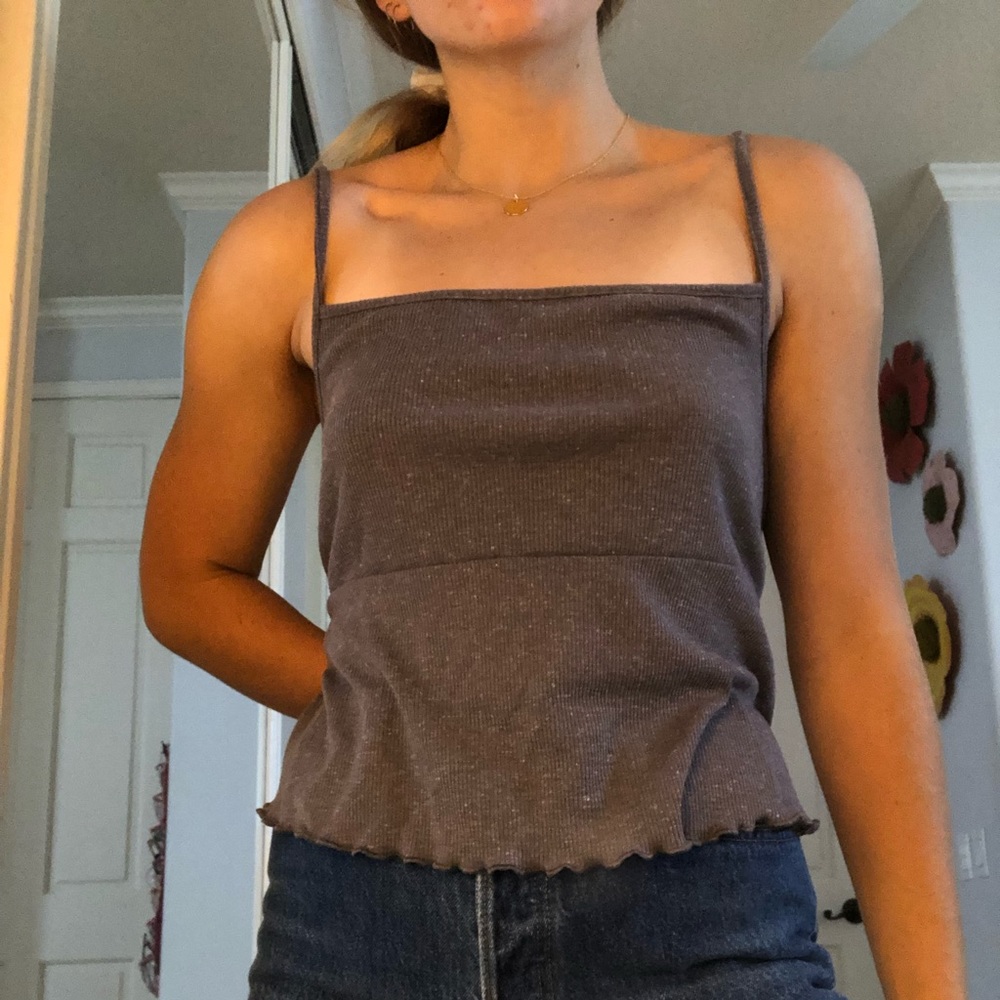 Grey ribbed tank top